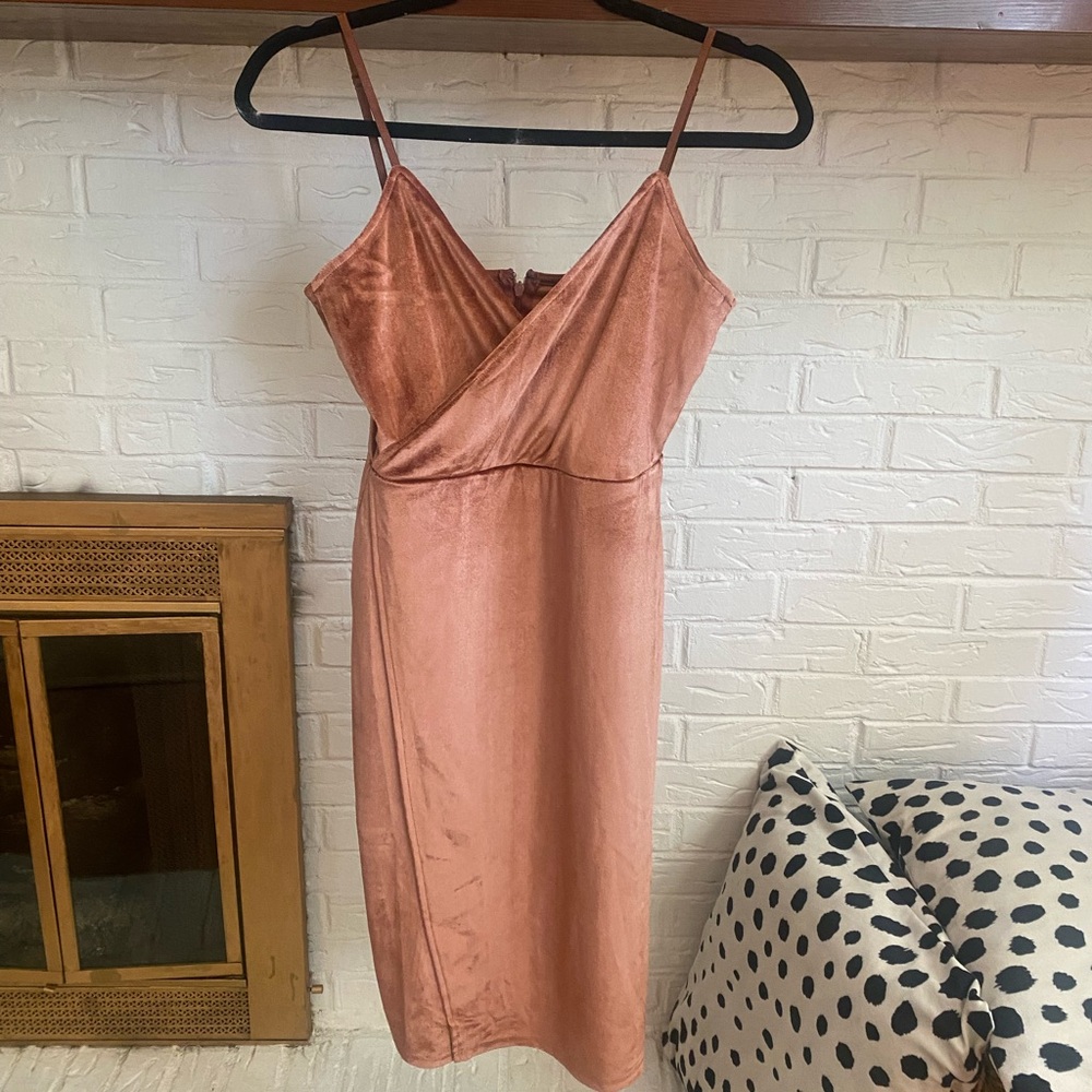 Velour Bronze Midi Dress